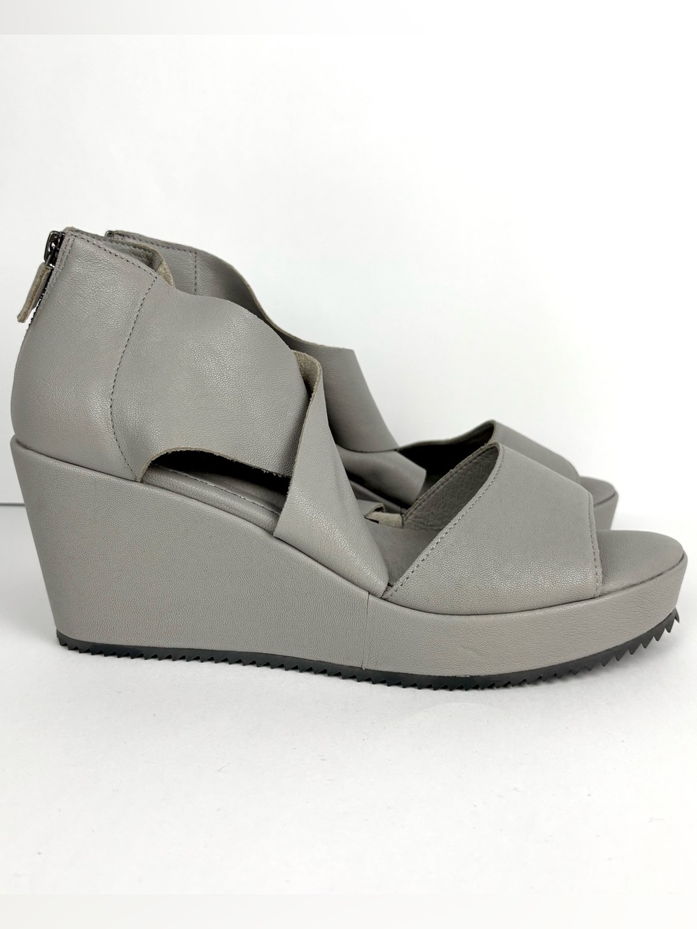 Eileen Fisher Size 10 Soft Gray Leather Platform Sandals